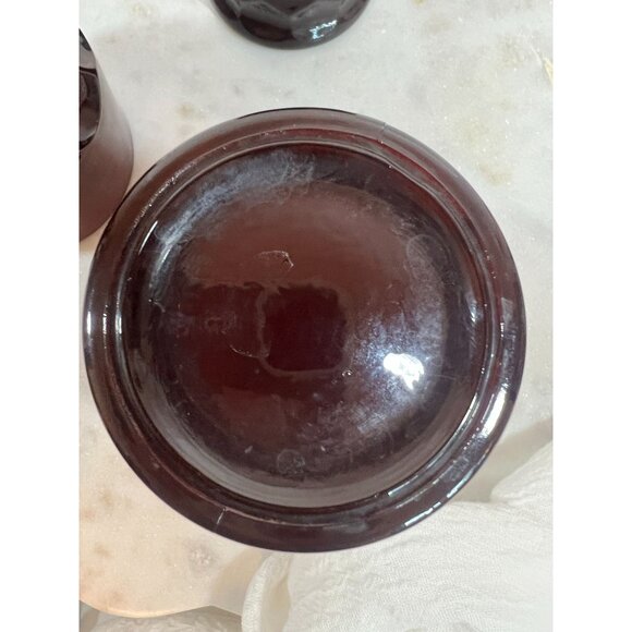 Set Of 4 Vtg Ruby Red Footed Goblets Bar Glasses 5.5" Tall Pedestal Christmas - Picture 4 of 4